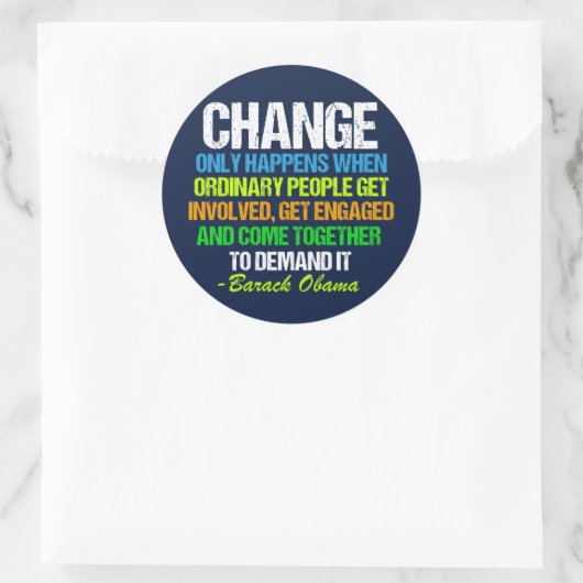 Inspirerend Obama citeert politieke verandering Ronde Sticker (Tas)