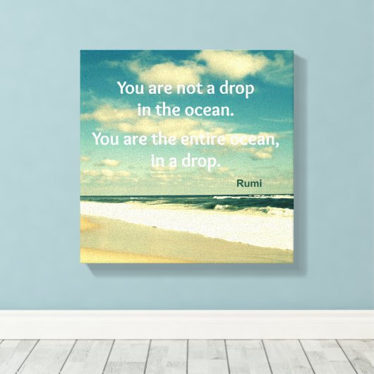 INSPIREREND OCEAAN QUOTE RUMI FOTO KUNST CANVAS AFDRUK (Insitu (Houten vloer))