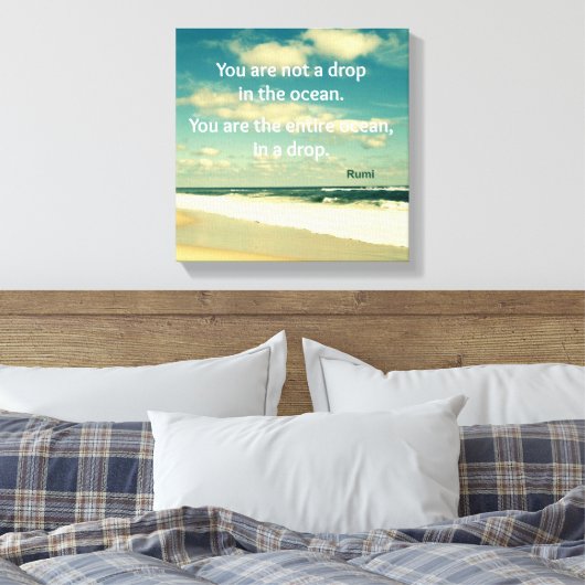 INSPIREREND OCEAAN QUOTE RUMI FOTO KUNST CANVAS AFDRUK (Insitu (Slaapkamer))