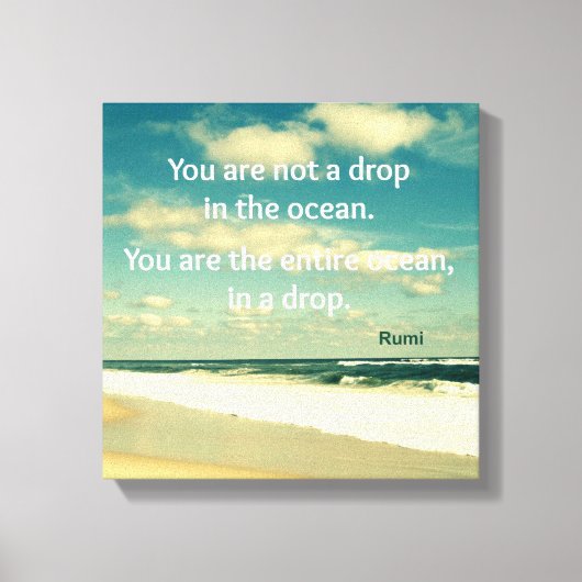 INSPIREREND OCEAAN QUOTE RUMI FOTO KUNST CANVAS AFDRUK (Voorkant)
