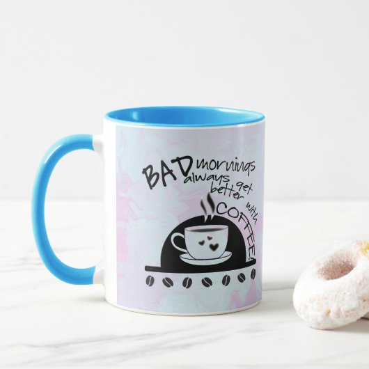 Inspirerend ochtenden beter met koffie mok (Met donut)