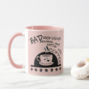 Inspirerend ochtenden beter met koffie roze mok