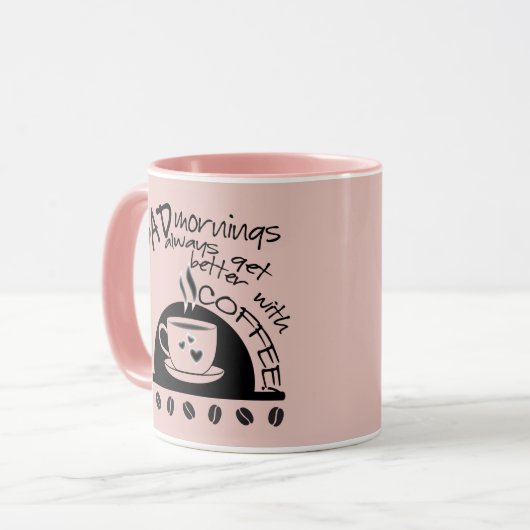 Inspirerend ochtenden beter met koffieroze mok (Voorkant links)