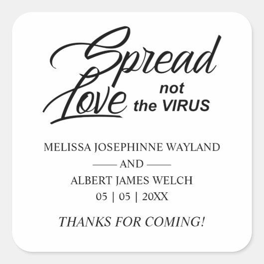 Inspirerend offerte bruiloft ontsmettende handgel vierkante sticker (Voorkant)