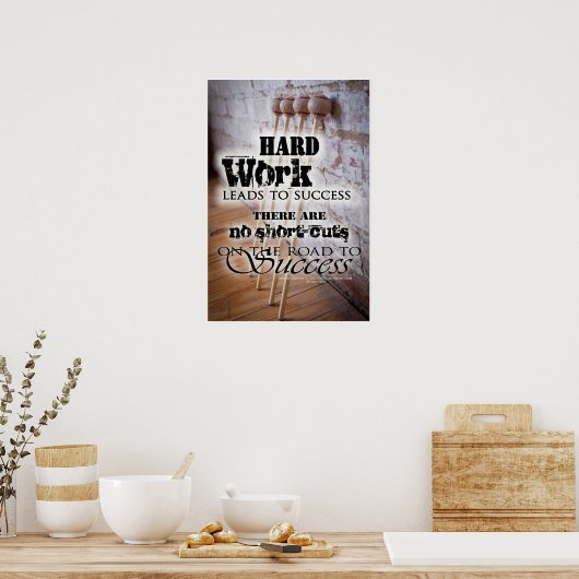 Inspirerend offertes over muziek - hard werken poster (Keuken)