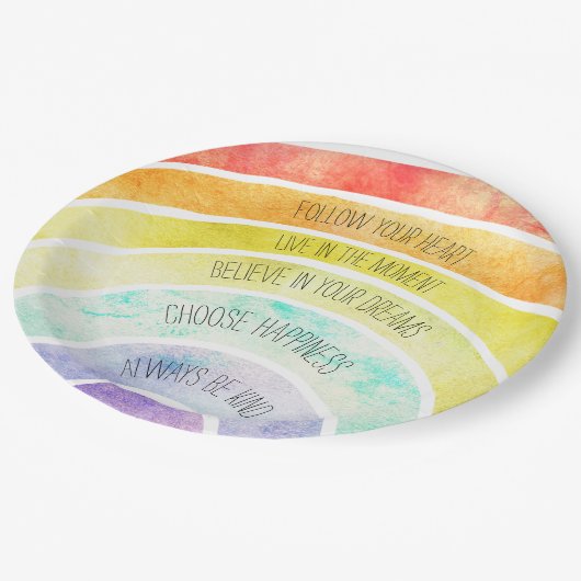 Inspirerend offertes regenboog gepersonaliseerd papieren bordje (Gekanteld)