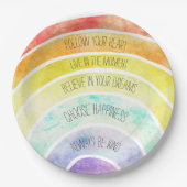 Inspirerend offertes regenboog gepersonaliseerd papieren bordje (Voorkant)