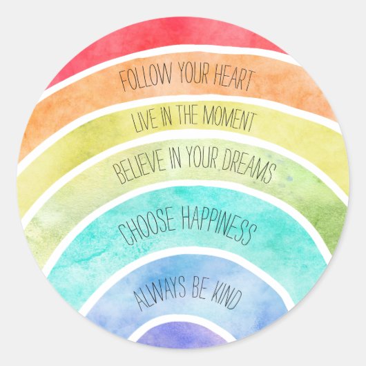 Inspirerend offertes regenboog gepersonaliseerd ronde sticker (Voorkant)