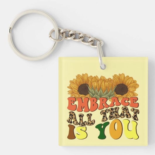 Inspirerend Omarm Wordart Sleutelhanger (voorkant)