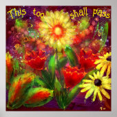 Inspirerend Ook dit zal bloemenrood passeren Poster (Voorkant)