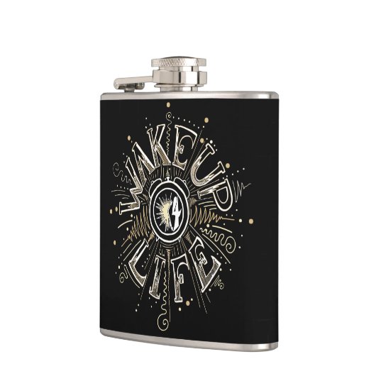 Inspirerend OPHEFFING 4 LIFE-citaatillustratie Heupfles (Links)