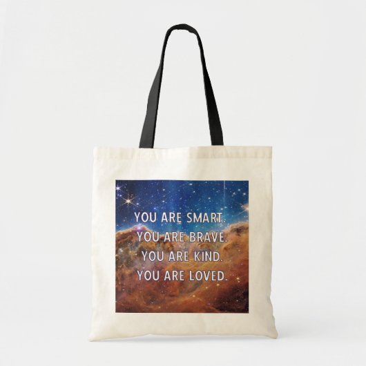 Inspirerend Outerspace Motivatie Tote Bag (Voorkant)