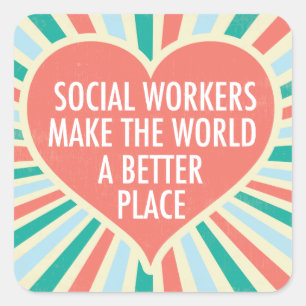 Inspirerend overzicht van de sociale werkers vierkante sticker