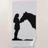 Inspirerend paard en meisje silhouet kunst strandlaken (Voorkant)