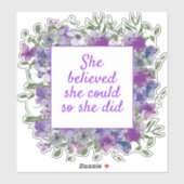 Inspirerend Paarse Floral dacht ze dat ze kon Sticker (Vel)