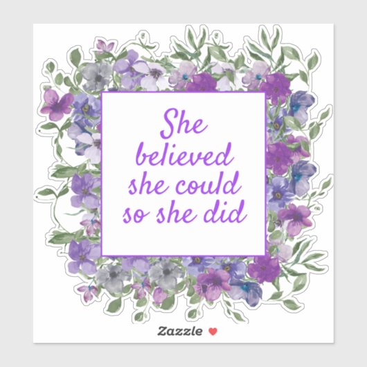 Inspirerend Paarse Floral dacht ze dat ze kon Sticker (Vel)