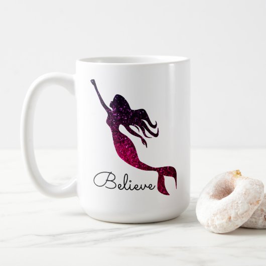 Inspirerend Paarse zeemeermin silhouet geloven Koffiemok (Met donut)