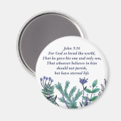 Inspirerend paasbijbel Verse John 3:16 Floral Magneet (Voorkant / Achterkant)