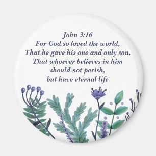 Inspirerend paasbijbel Verse John 3:16 Floral Magneet