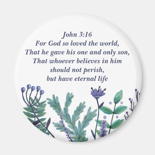 Inspirerend paasbijbel Verse John 3:16 Floral Magneet (Voorkant)