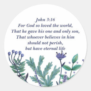 Inspirerend paasbijbel Verse John 3:16 Kerk Ronde Sticker