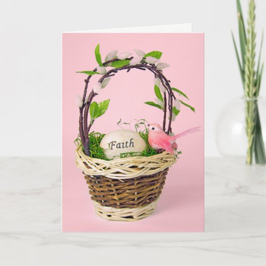inspirerend paasei in de mand feestdagen kaart (Voorkant)
