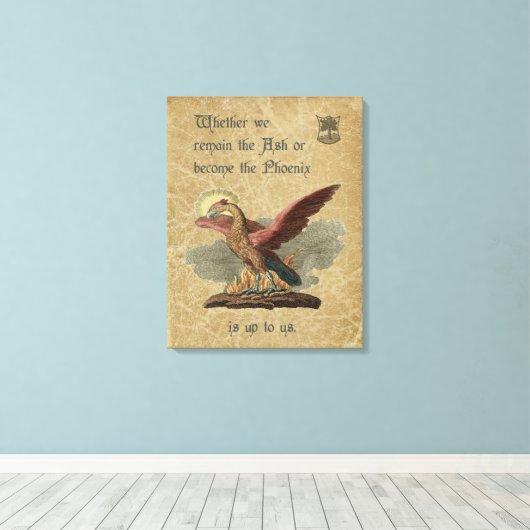 Inspirerend Phoenix Quote Antiek Parchment Canvas Afdruk (Insitu (Houten vloer))