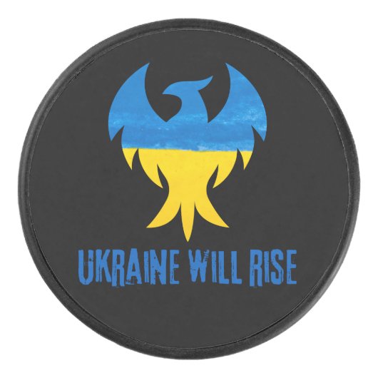 Inspirerend Phoenix Rising Ukraine-kleuren Hockey Puck (Voorkant)
