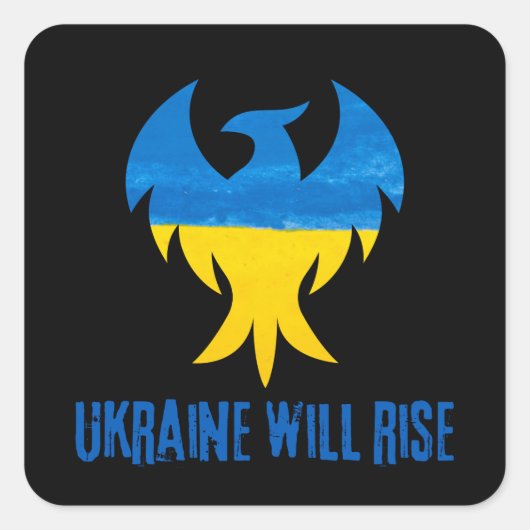 Inspirerend Phoenix Rising Ukraine-kleuren Vierkante Sticker (Voorkant)