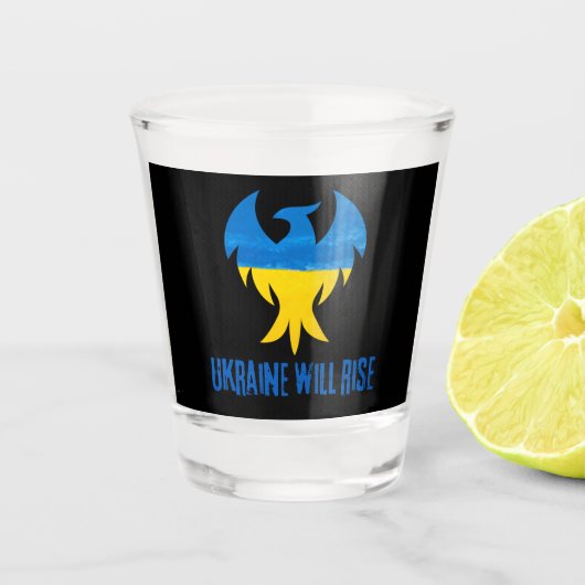 Inspirerend Phoenix Ukraine-kleuren Shot Glas (Voorkant)