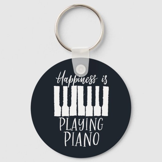 Inspirerend Pianist Happiness speelt piano Sleutelhanger (Voorkant)
