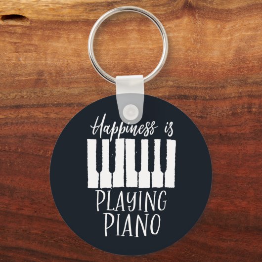 Inspirerend Pianist Happiness speelt piano Sleutelhanger (Voorkant)
