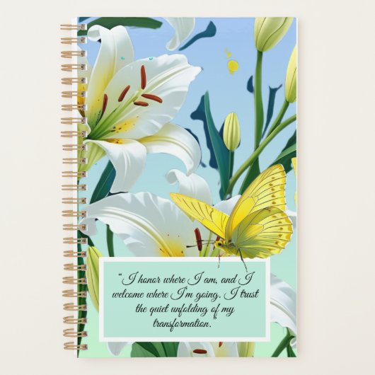 Inspirerend Planner Witte Lelie Gele Vlinder (Voorkant)