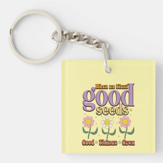 Inspirerend Plant Good Seeds Wordart Sleutelhanger (voorkant)