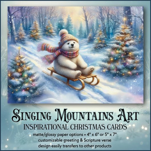 Inspirerend Polar Beer Sled Christelijke kerst Feestdagen Kaart