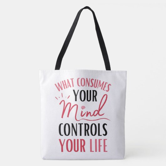 Inspirerend positief denkend Citaat Rood Zwart Tote Bag (Voorkant)