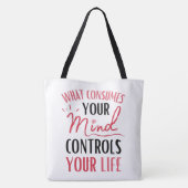 Inspirerend positief denkend Citaat Rood Zwart Tote Bag (Achterkant)