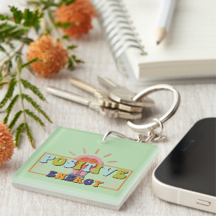 Inspirerend positieve energie Wordart Sleutelhange Sleutelhanger