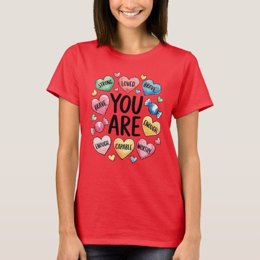 Inspirerend positieve harten t-shirt (Voorkant)