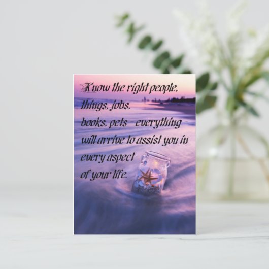 Inspirerend positieve strand thema quote briefkaart (Staand voorkant)
