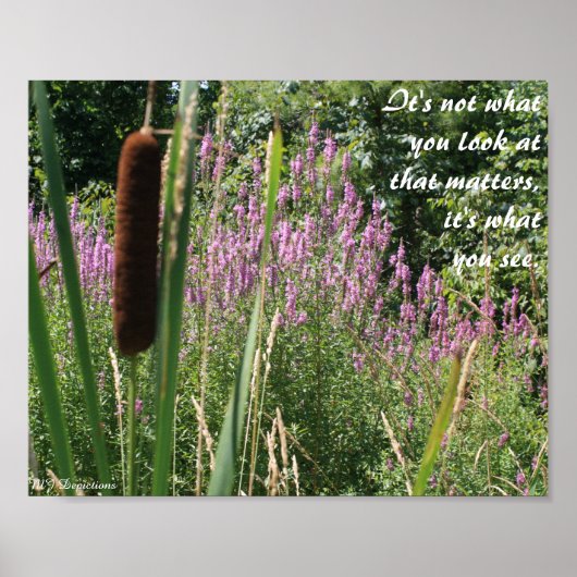 Inspirerend Poster van Cattail en Wildbloem (Voorkant)