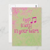 Inspirerend prijsopgave: houd een lied in je hart briefkaart (Voorkant / Achterkant)