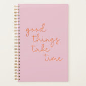 Inspirerend prijsopgave in roze en Oranje Planner (Voorkant)