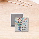 Inspirerend prijsopgave magneet<br><div class="desc">Deze decoratieve magneet beschikt over een regenboogkleurige mozaïekboom en een inspirerend citaat. Gemakkelijk aan te passen met uw eigen woorden. Origineel mozaïek © Michele Davies.</div>