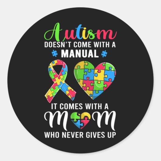 Inspirerend prijsopgave — Mam Autism Awareness Wo Ronde Sticker (Voorkant)