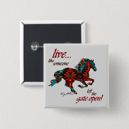 Inspirerend prijsopgave, paarden vierkante button 5,1 cm