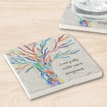 Inspirerend prijsopgave stenen onderzetter<br><div class="desc">Deze decoratieve onderzetters hebben een mozaïekboom in regenboogkleuren en een inspirerend citaat. Eenvoudig aan te passen met je eigen woorden. Omdat wij ons kunstwerk creëer,  zult u dit nauwkeurige afbeelding niet vinden van andere ontwerpers. Originele mozaïek © Michele Davies.</div>