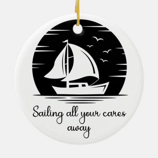 Inspirerend prijsopgave voor zeilboot met zeilboot keramisch ornament (Achterkant)