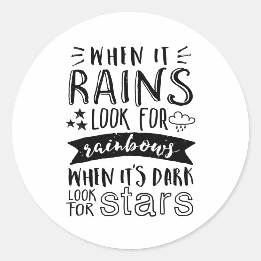 Inspirerend prijsopgave: zoek naar ster en regenbo ronde sticker (Voorkant)