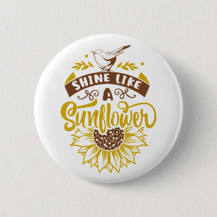 Inspirerend prijsopgave   Zonnebloem Ronde Button 5,7 Cm